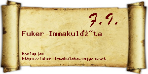 Fuker Immakuláta névjegykártya